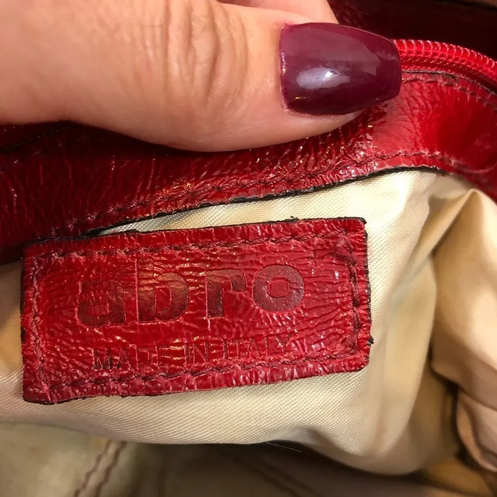 Abro Large Red Leather Italian Made Bag‎ Purse Tote